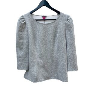 Vince Camuto Women's Puff Sleeve Sweatshirt Gray Medium Round Neck Top